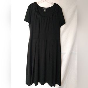 Midi Black Knit Dress Short Sleeve by Dialogue Size Large Chest 40"